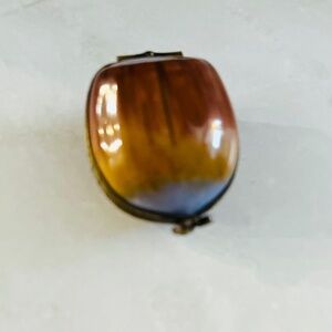 Rare Limoges Hazelnut Box Peint Main | Botanical Collectible France | Miniature